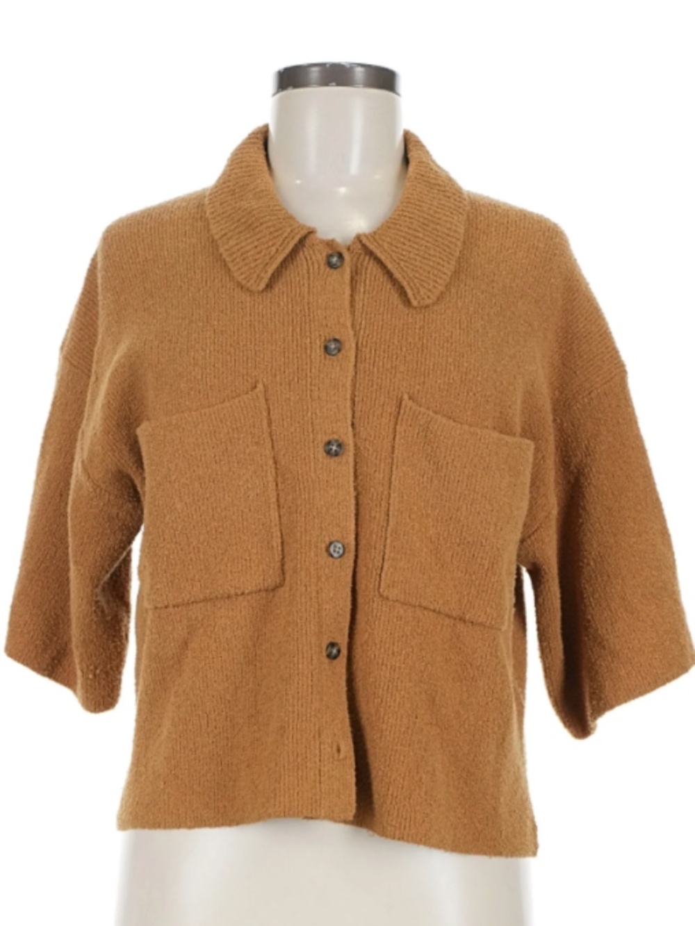 MADEWELL Toffee Polo Sweater Holmden Button-Front Knit Oversized Size Medium